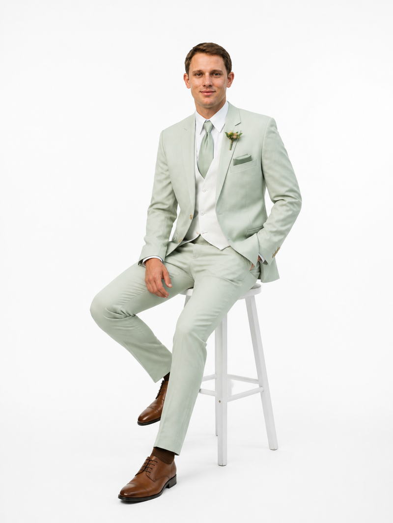 Sage Green Groomsmen Suit