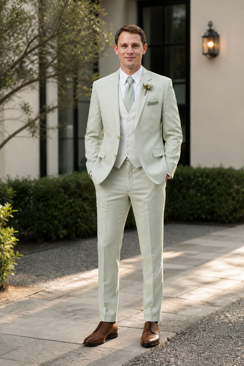 Sage Green Groomsmen Suit