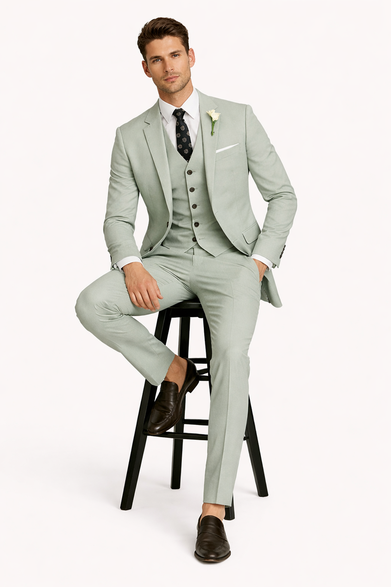 Sage Men Light Green Suit