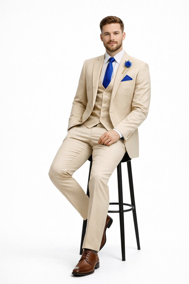 Effetti Suit Designer - 2 button Notch Lapel slim fit EF2N+V-8129 SAND