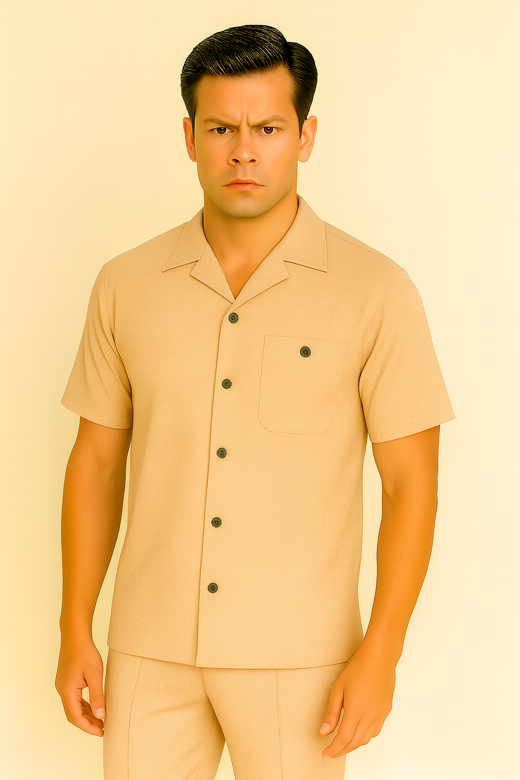 Mens Walking Suit in Color sand leisure suit causal Matching Shirt and Pants $99