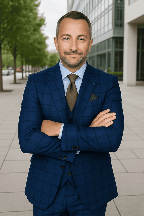 Wool Suit - Italian Made Business Suit by Statement Men's 3 Piece 100% Wool Modern Fit Suit - Solid Scoop Vest