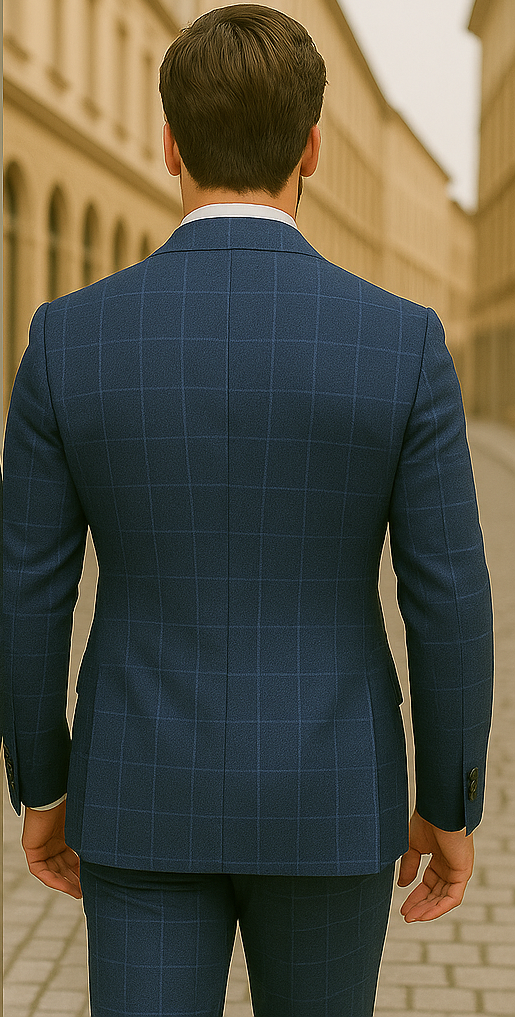 Wool Suit - Italian Made Business Suit by Statement Men's 100% Wool 2 Piece Suit - Double Breasted Plaid