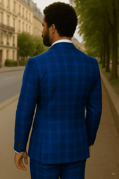 Wool Suit - Italian Made Business Suit by Statement Men's 2 Piece Big and Tall 100% Wool Fashion Suit - Bold Plaid