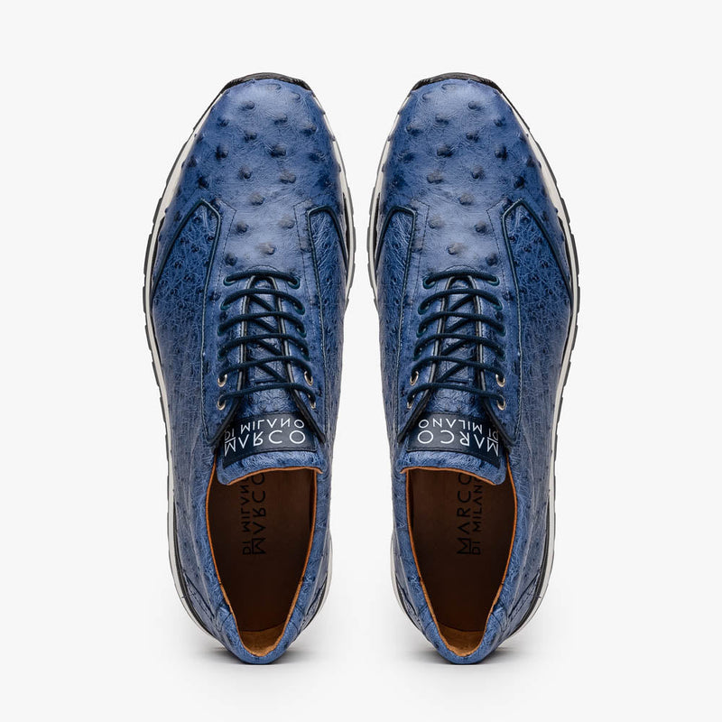 Marco Di Milano Scanno Navy Ostrich Quill Sneakers
