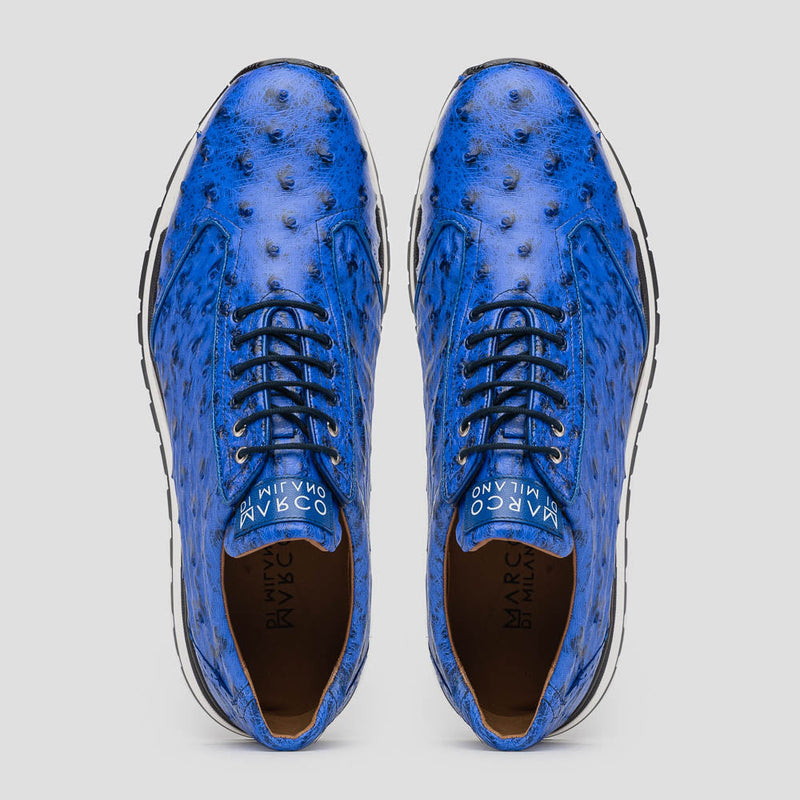 Marco Di Milano Scanno Electric Blue Ostrich Quill Sneakers