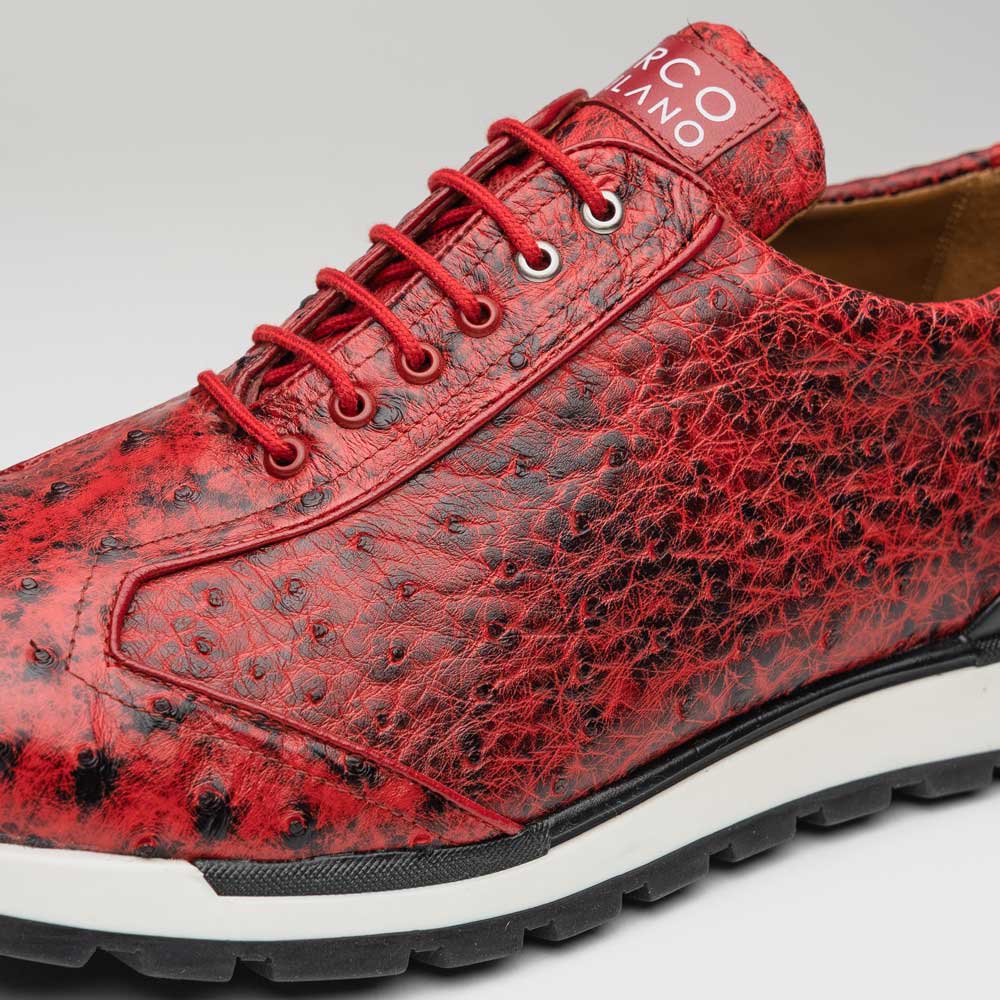Marco Di Milano Scanno Red Ostrich Quill Sneakers