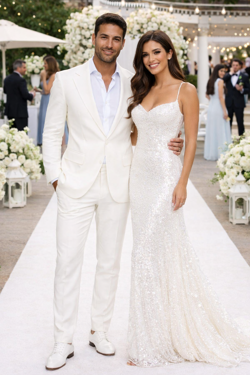 Seersucker Suit Peak Lapel Suit in Color "White" - Summer Fabric Tone on Tone Shadow Stripe By Rossiman