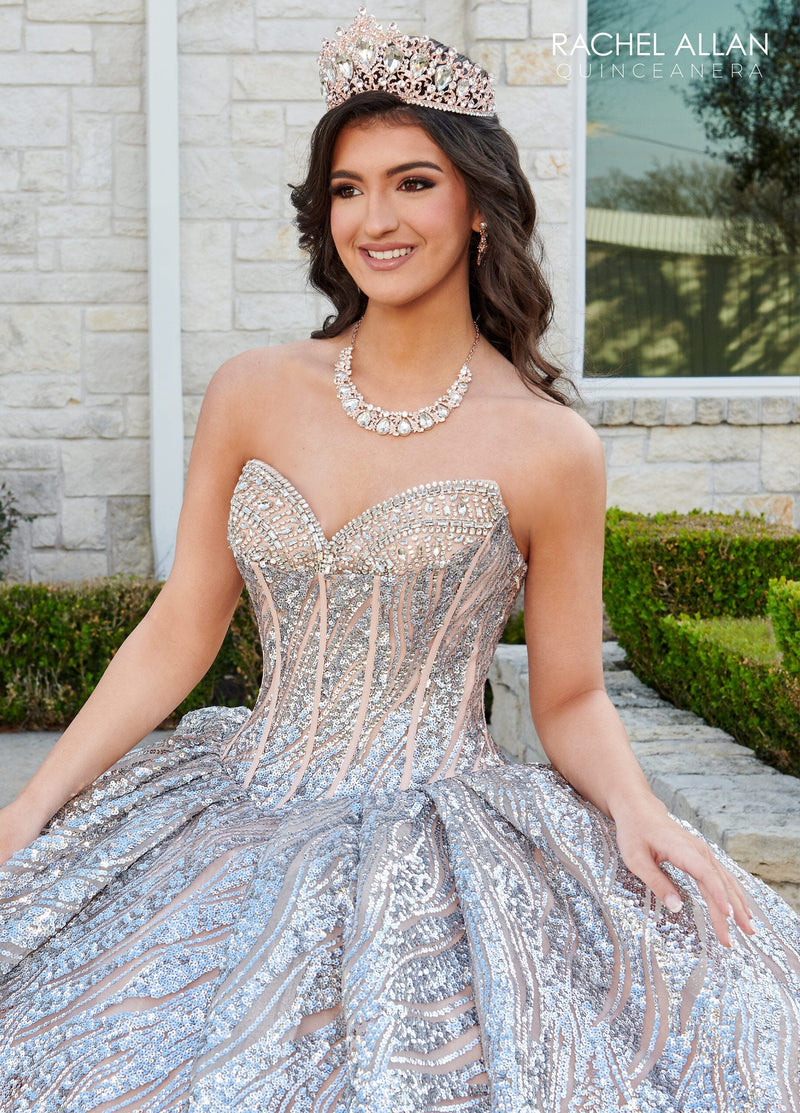 Rachel Allan RQ3121 Sequin Tulle Strapless Quinceanera Dress