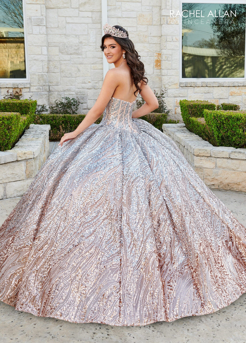 Rachel Allan RQ3121 Sequin Tulle Strapless Quinceanera Dress