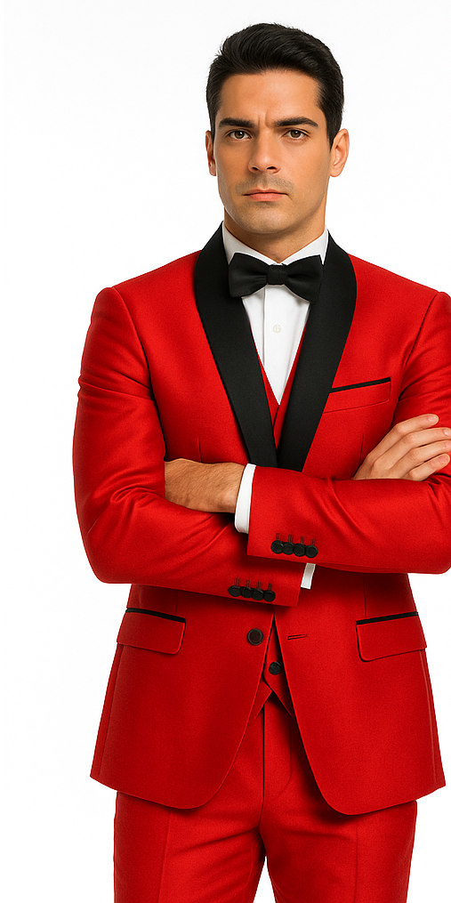 Shiny Red Tuxedo Shawl Collar Jacket & Pants Suit Prom 2026 Or Wedding Or Groom Tuxedo