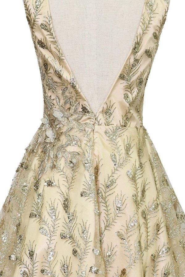 Short Glitter Print V-Neck Dress by Calla Collection KY-72534