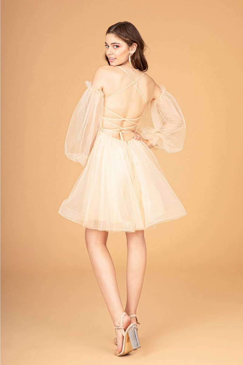 Short Puff Sleeve Dress by Elizabeth KGS3095