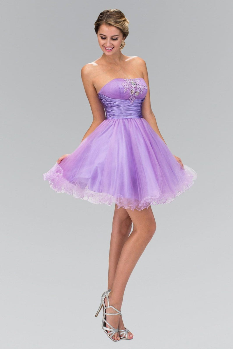 Short Ruffled Pleated Waist Dress by Elizabeth KGS1350