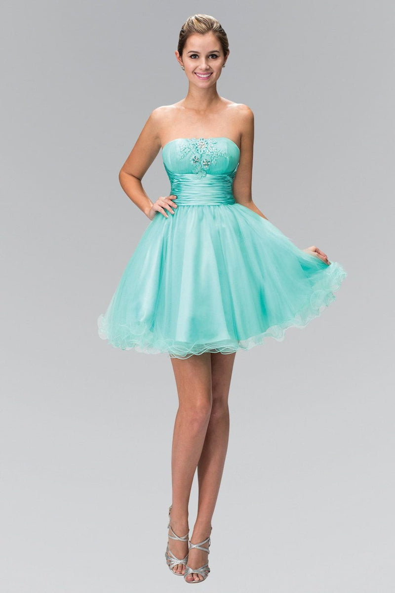 Short Ruffled Pleated Waist Dress by Elizabeth KGS1350