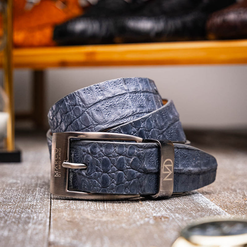 Marco Di Milano Silvio Belt Gray Leather Loafers