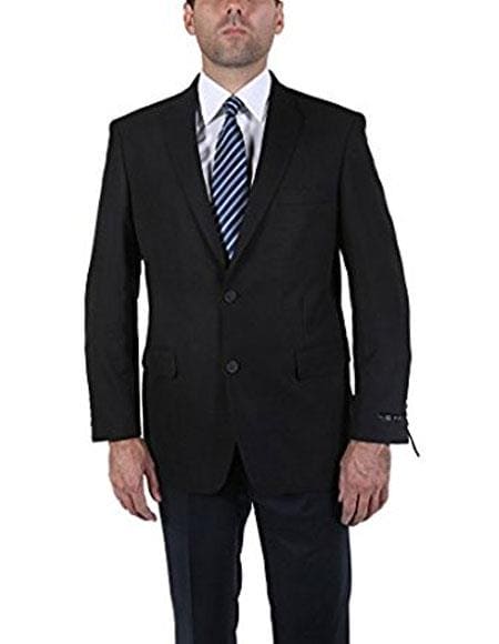 Wholesale Mens Jackets - Wholesale Blazer -Black 2 Button Single Breasted Blazer