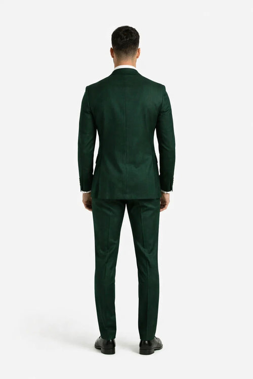 Slim Fit Double Breasted Suit Gold Buttons - Olive Suit - Designer Wool Suits
