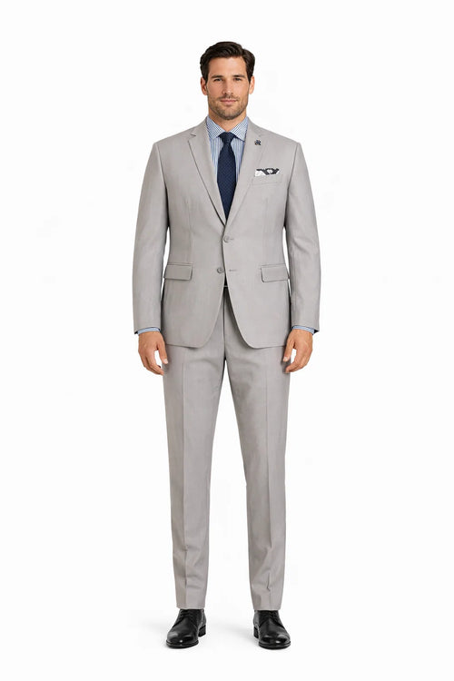 Slim Fit Men's Suit 2 Piece 2 Button in Light Gray