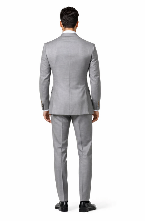 Slim Fitted Cut Mens Double Breasted Blazer - Silver Double Breasted Sport Coat