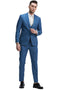 "Indigo Blue Sharkskin Wedding Suit: Men's Slim Fit Double Breasted Vest"