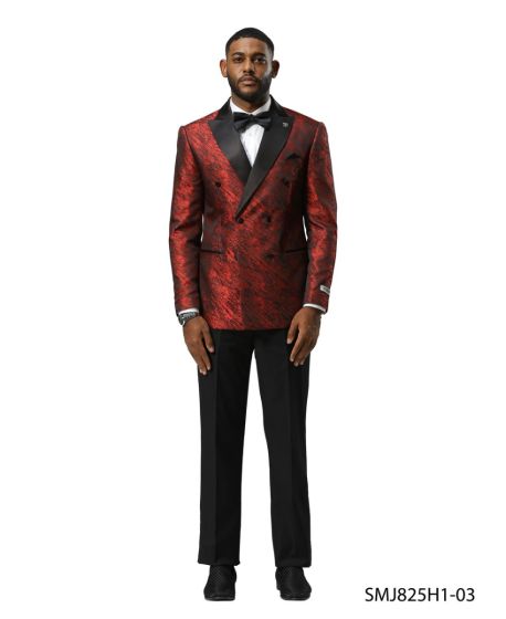 Stacy Adams Men’s High Fashion Pattern Sport Coat, Hybrid Fit Formal Blazer in Red, Silver, Bronze and Purple