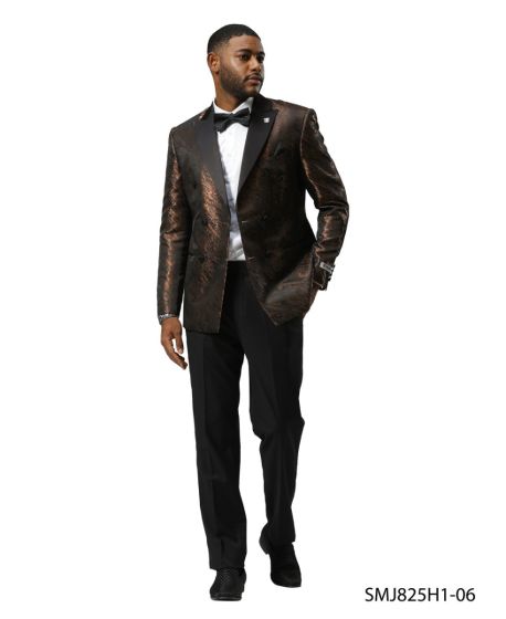 Stacy Adams Men’s High Fashion Pattern Sport Coat, Hybrid Fit Formal Blazer in Red, Silver, Bronze and Purple