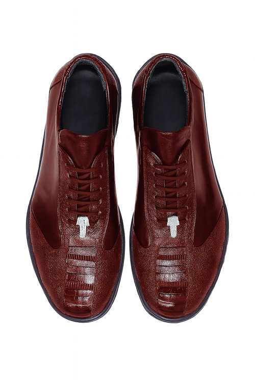 Sneaker de Piel de Avestruz Pata Vino
