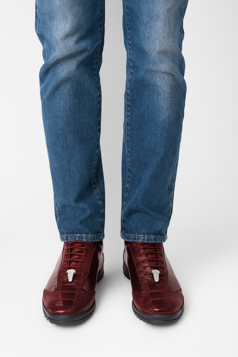 Sneaker de Piel de Avestruz Pata Vino