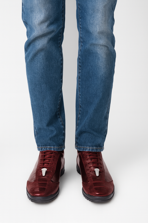 Sneaker de Piel de Avestruz Pata Vino