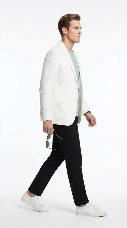 Miami Vice Sonny Crockett Mens White Blazer ā Classic Fit Formal Casual Dress Jacket for Business and Wedding Iconic Characters Pop Culture