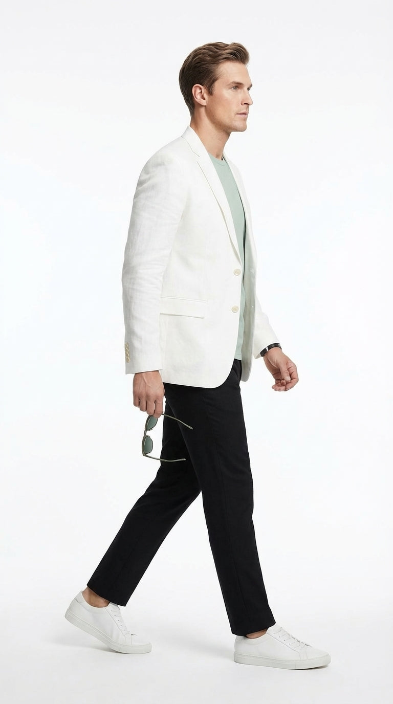Miami Vice Sonny Crockett Mens White Blazer ā Classic Fit Formal Casual Dress Jacket for Business and Wedding Iconic Characters Pop Culture