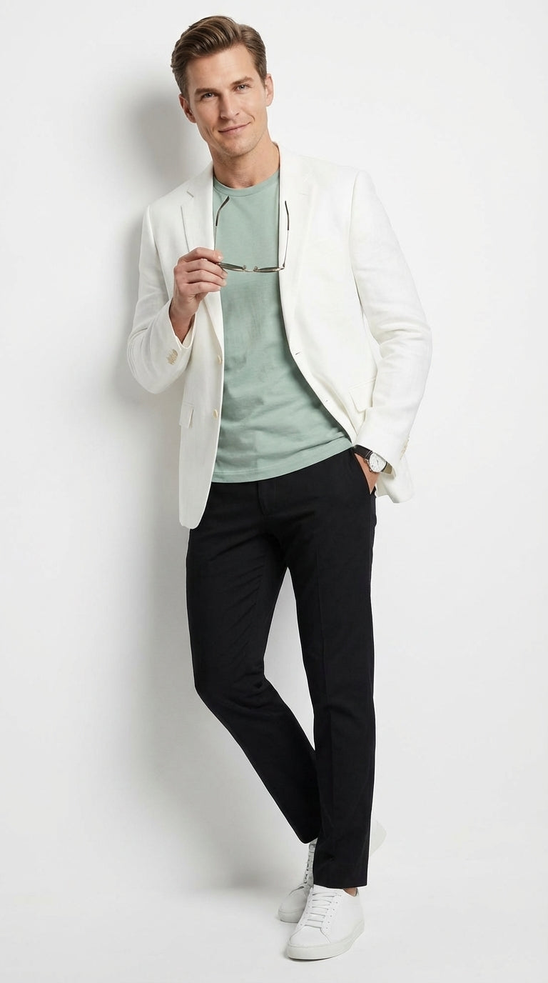 Miami Vice Sonny Crockett Mens White Blazer ā Classic Fit Formal Casual Dress Jacket for Business and Wedding Iconic Characters Pop Culture