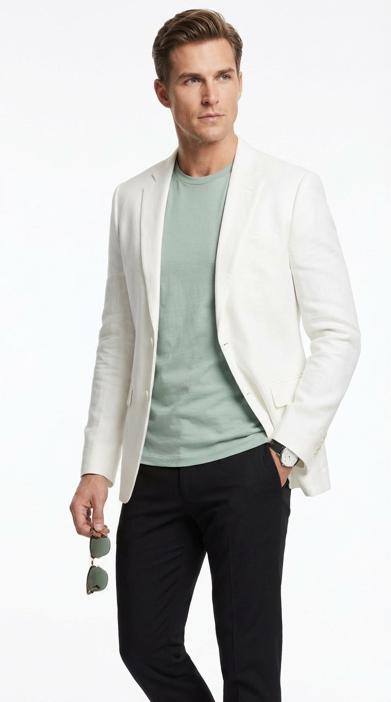 Miami Vice Sonny Crockett Mens White Blazer ā Classic Fit Formal Casual Dress Jacket for Business and Wedding Iconic Characters Pop Culture