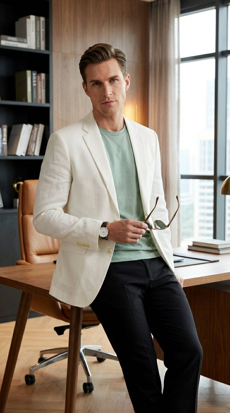 Miami Vice Sonny Crockett Mens White Blazer ā Classic Fit Formal Casual Dress Jacket for Business and Wedding Iconic Characters Pop Culture