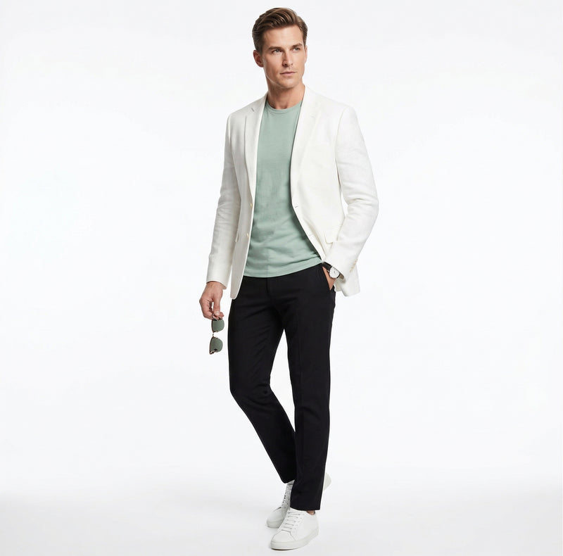 Miami Vice Sonny Crockett Mens White Blazer ā Classic Fit Formal Casual Dress Jacket for Business and Wedding Iconic Characters Pop Culture