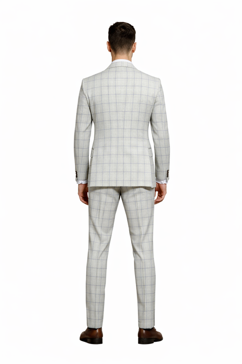 Stacy Adams Men's 3 Piece Hybrid Fit Suit - Twin Lined Windowpane