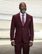 Statement Mens Modern Fit 2 Piece 100% Wool Textured Solid Suit – Single Breasted Notch Lapel Jacket
