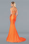 Stella Couture 22039 Simple High Slit Sweep Train Formal Prom Dress