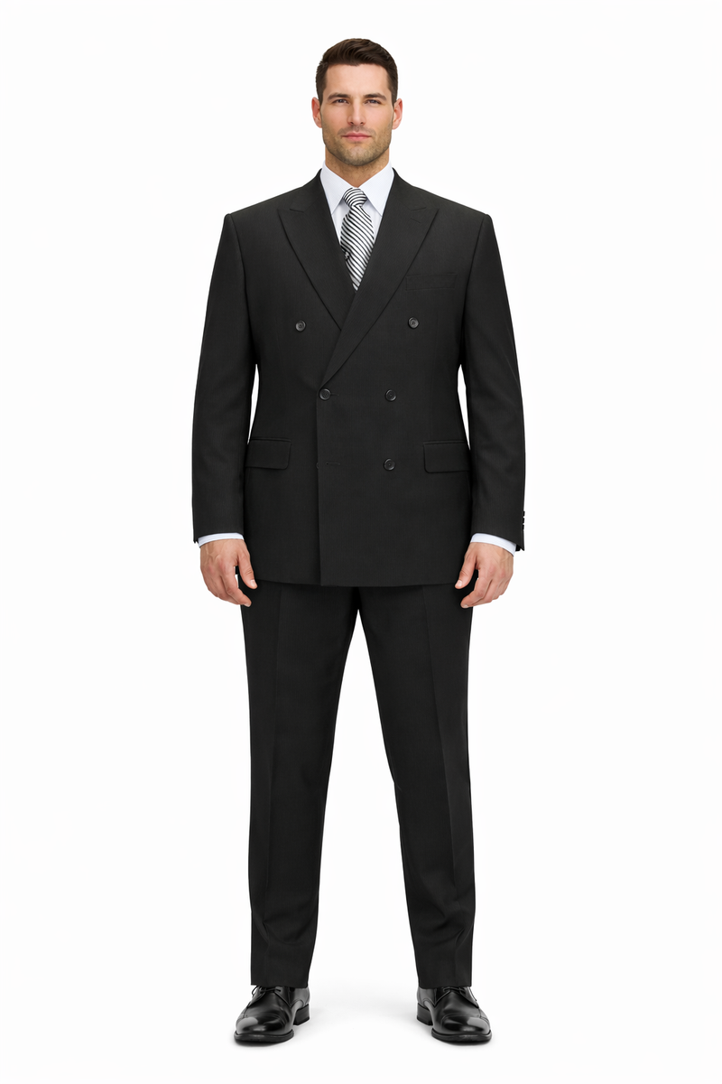 Steve Harvey Black Solid Three Piece Suit