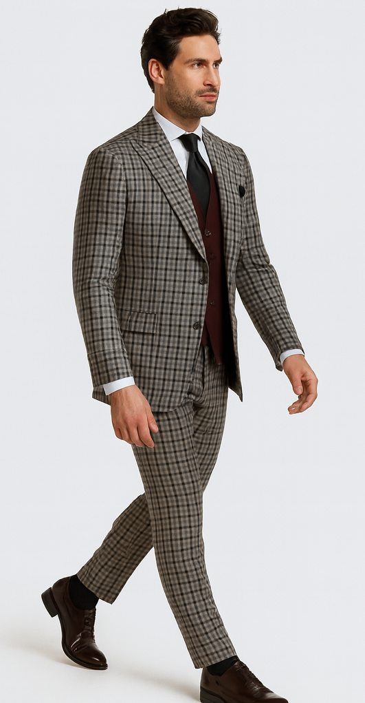 Steve Harvey Suits - Multicolor Suit - Designer Brand Suit No Double Breasted Pinstripe Pleated Pants Modern Fit
