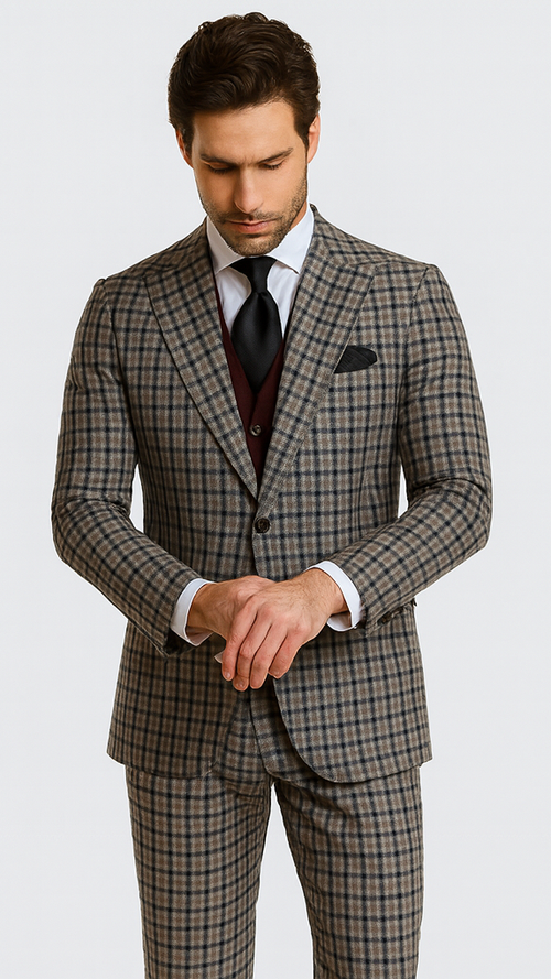 Steve Harvey Suits - Multicolor Suit - Designer Brand Suit No Double Breasted Pinstripe Pleated Pants Modern Fit