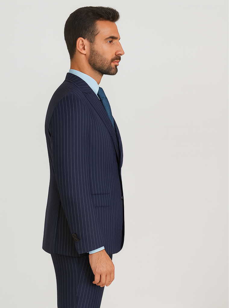 Steve Harvey Suits - Navy Suit - Designer Brand Suit No Pleated Pants Modern Fit