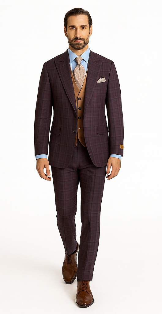 Steve Harvey Suits - Purple Suit - Designer Brand Suit No Pleated Pants Modern Fit