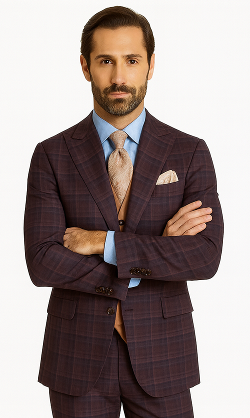 Steve Harvey Suits - Purple Suit - Designer Brand Suit No Pleated Pants Modern Fit