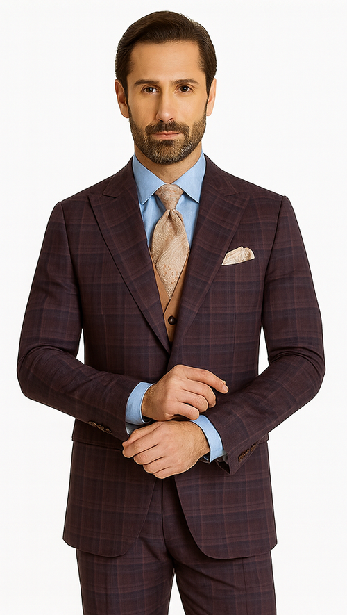 Steve Harvey Suits - Purple Suit - Designer Brand Suit No Pleated Pants Modern Fit