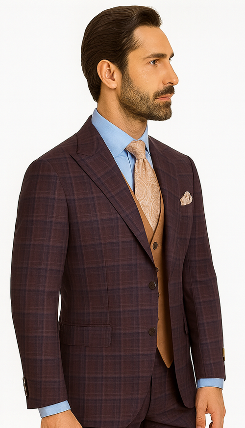 Steve Harvey Suits - Purple Suit - Designer Brand Suit No Pleated Pants Modern Fit