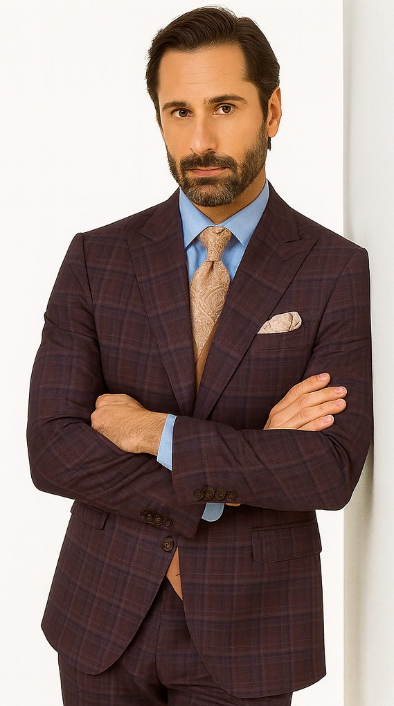 Steve Harvey Suits - Purple Suit - Designer Brand Suit No Pleated Pants Modern Fit