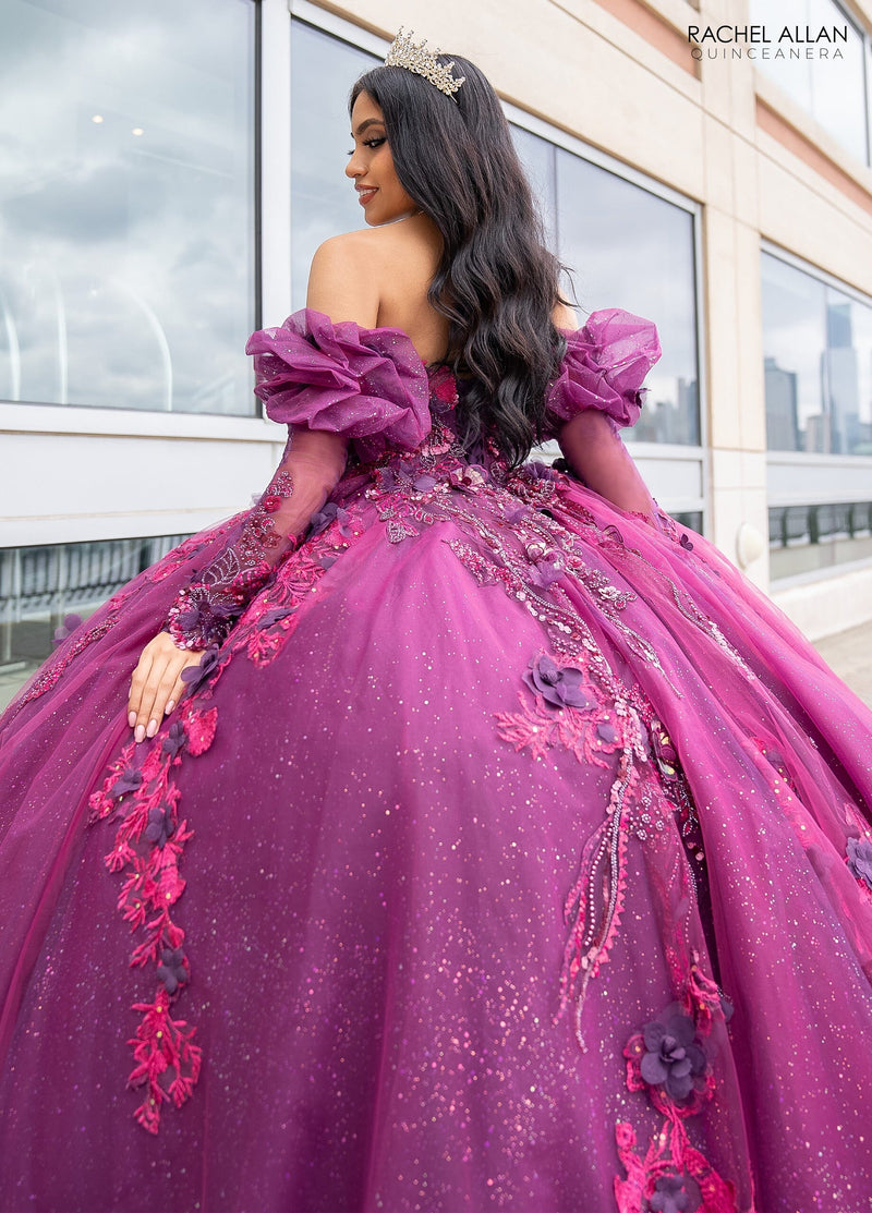 Rachel Allan RQ2184 Strapless Puff Sleeve Quinceanera Dress
