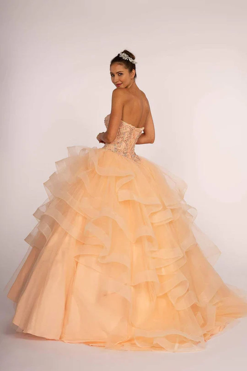 Strapless Ball Gown with Ruffled Skirt by Elizabeth KGL2515